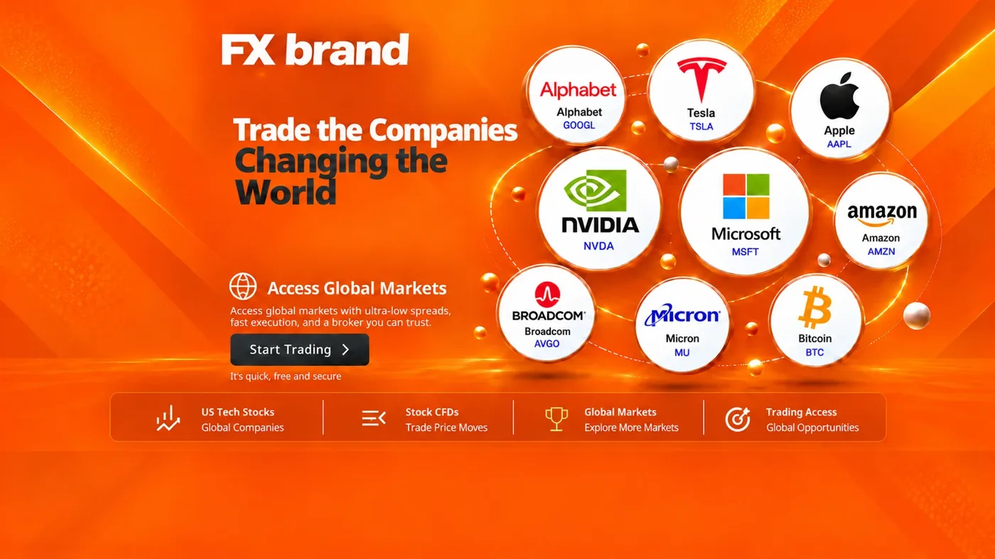 Stock CFD banner example, bright variant